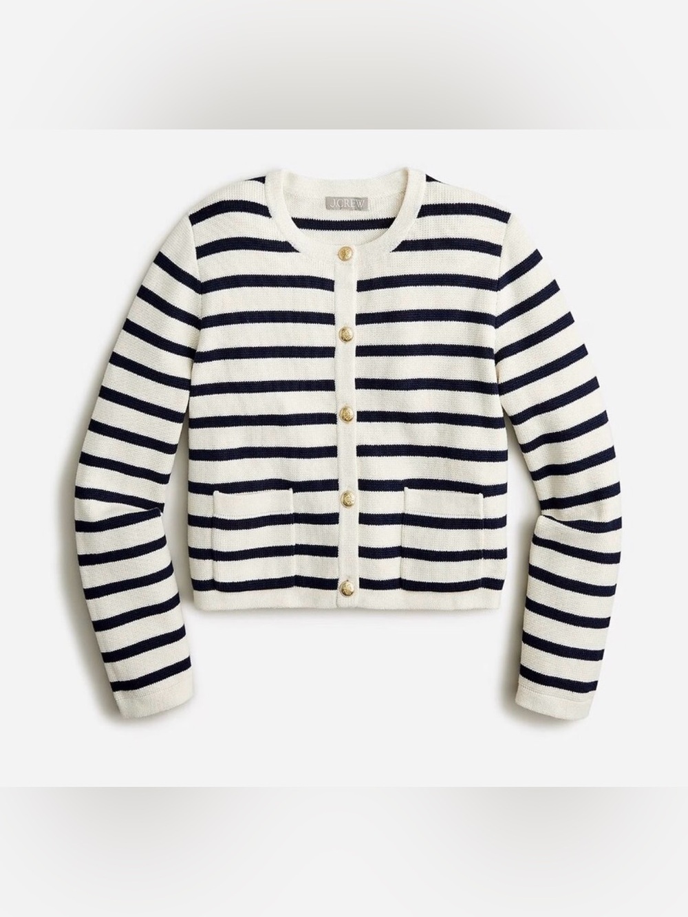 J. Crew Emilie patch-pocket sweater lady jacket in stripe